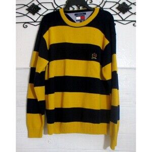 Y2K Tommy Hilfiger Men's Knit Sweater Size XL Long Sleeve Multicolor Round Neck
